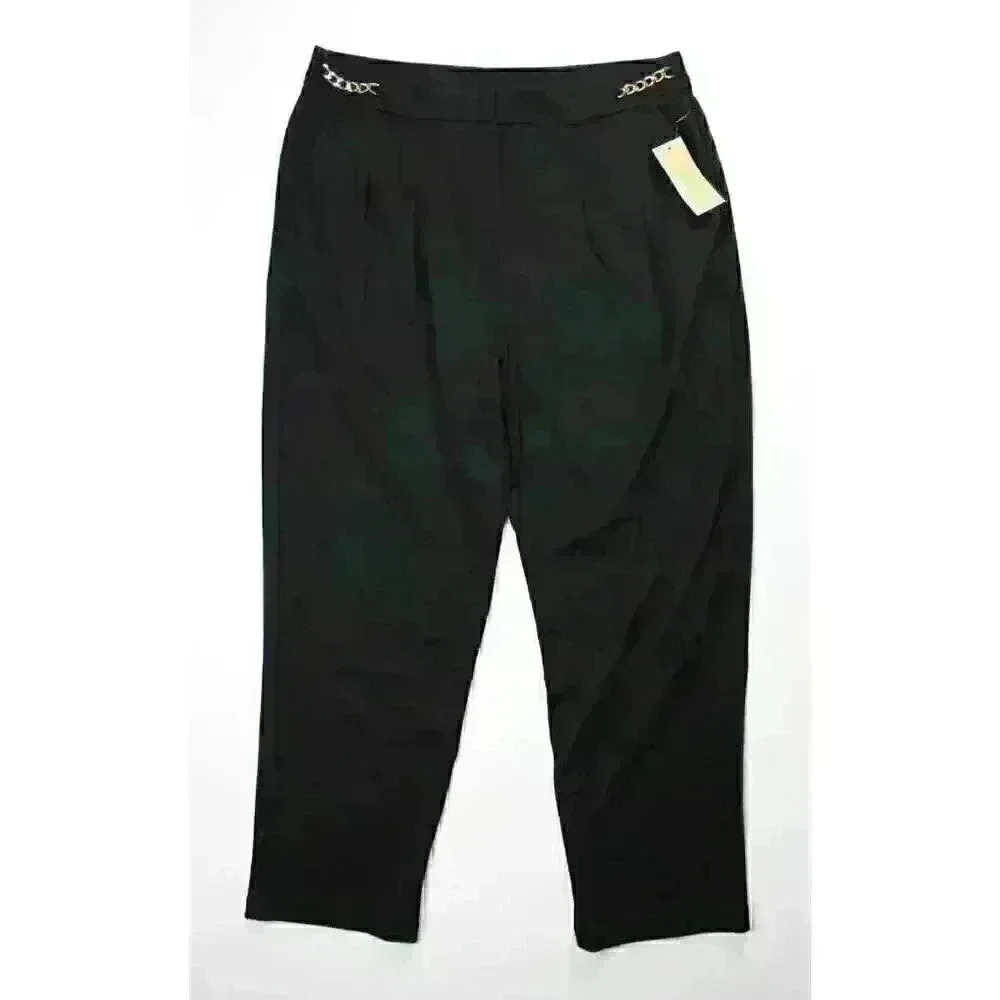 NEW! MICHAEL Michael Kors Women's L Chain-Detail Wide-Leg Pants NWT $110